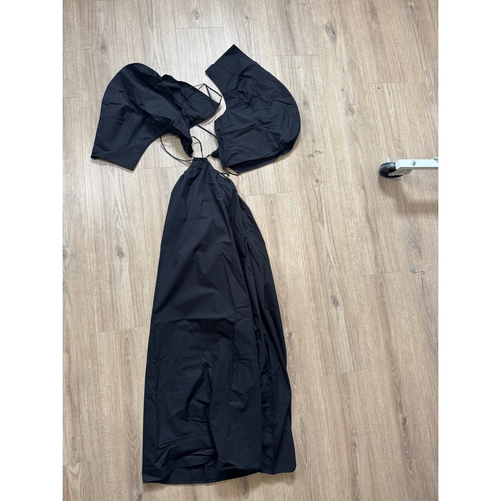 Mara Hoffman Black Organic Cotton Cutout Maxi Dress Puff Sleeve Halter New - Picture 4 of 6